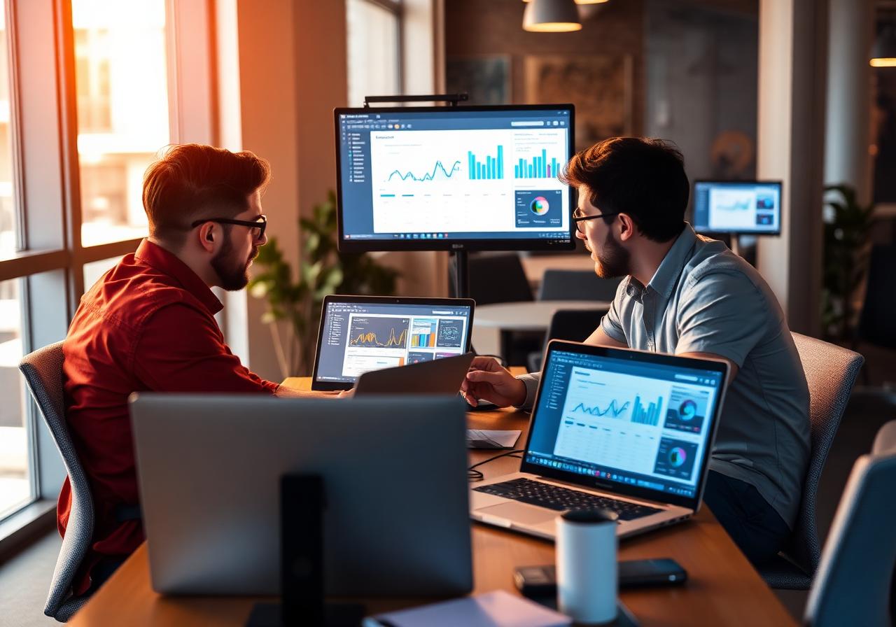 Ontwikkelaars werken samen aan een dashboardapplicatie